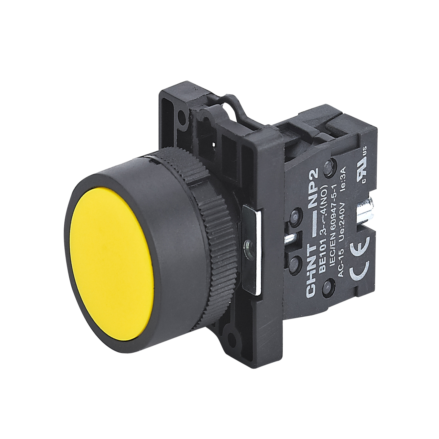 Кнопка управления NP2-EA55 без подсветки желтая 1НО+1НЗ IP40 (R)