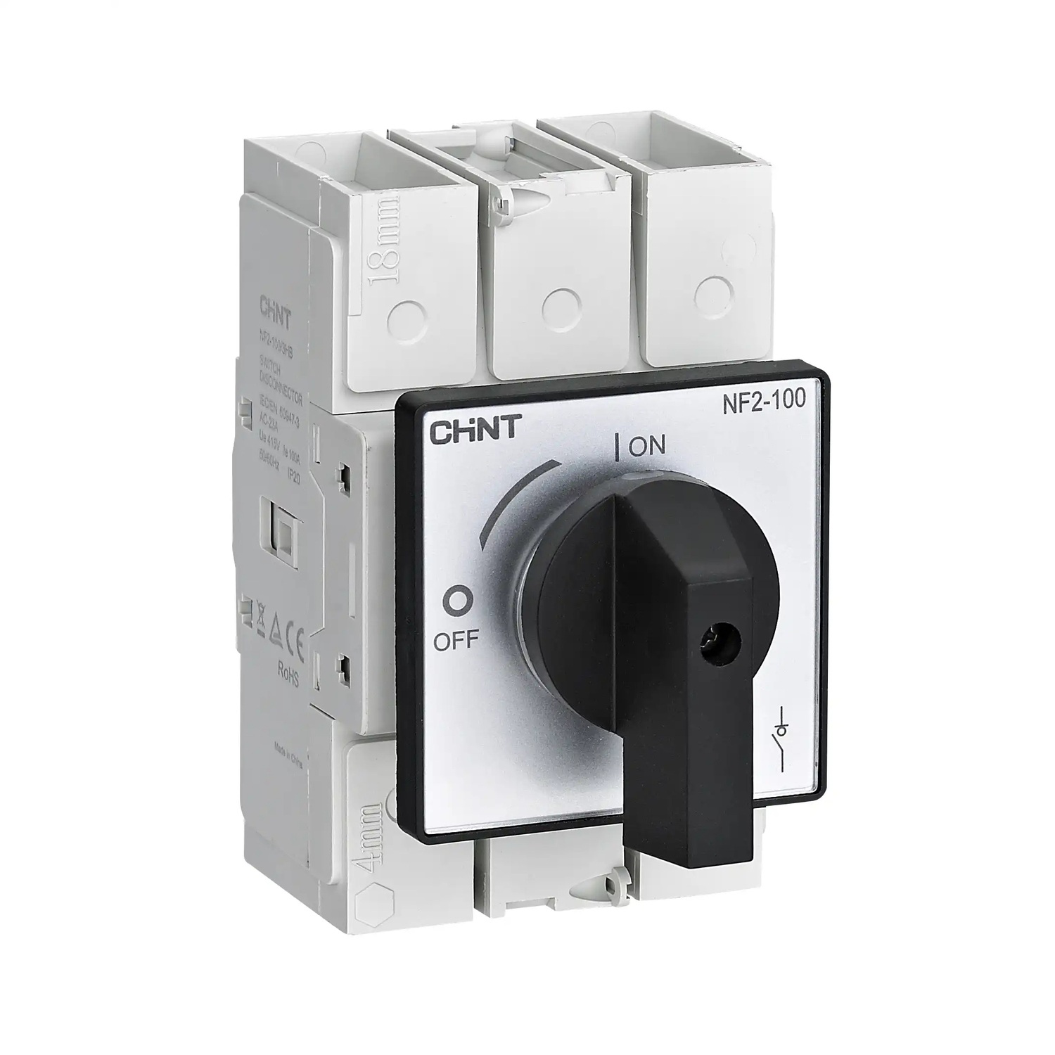 Выкл.-разъед. NF2-25/3HB дверного монтажа, черная прямая ручка (R)