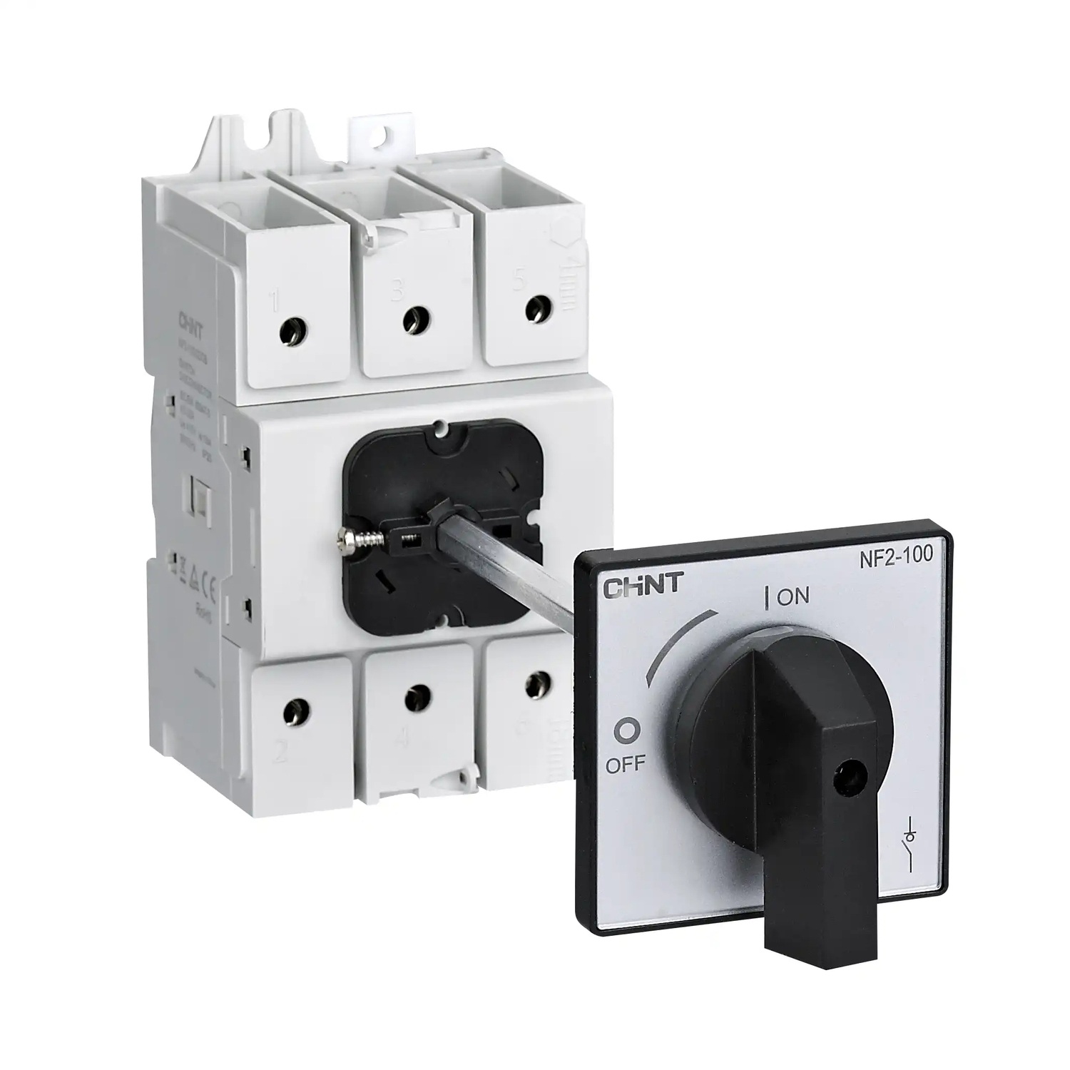 Выкл.-разъед. NF2-32/3DOB выносная черная прямая рукоятка упр. для установ. на дверь (R)