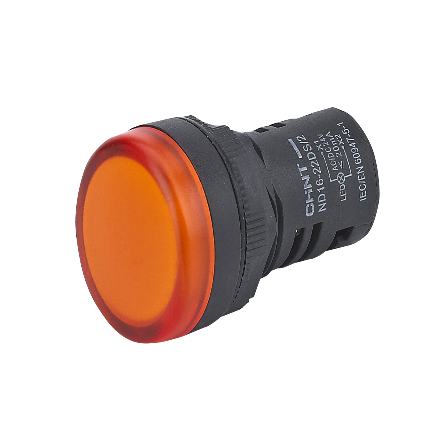 Индикатор помехозащищенный со встроенным конденсатором ND16-22D/4K2 оранжевый АС 230В (R)