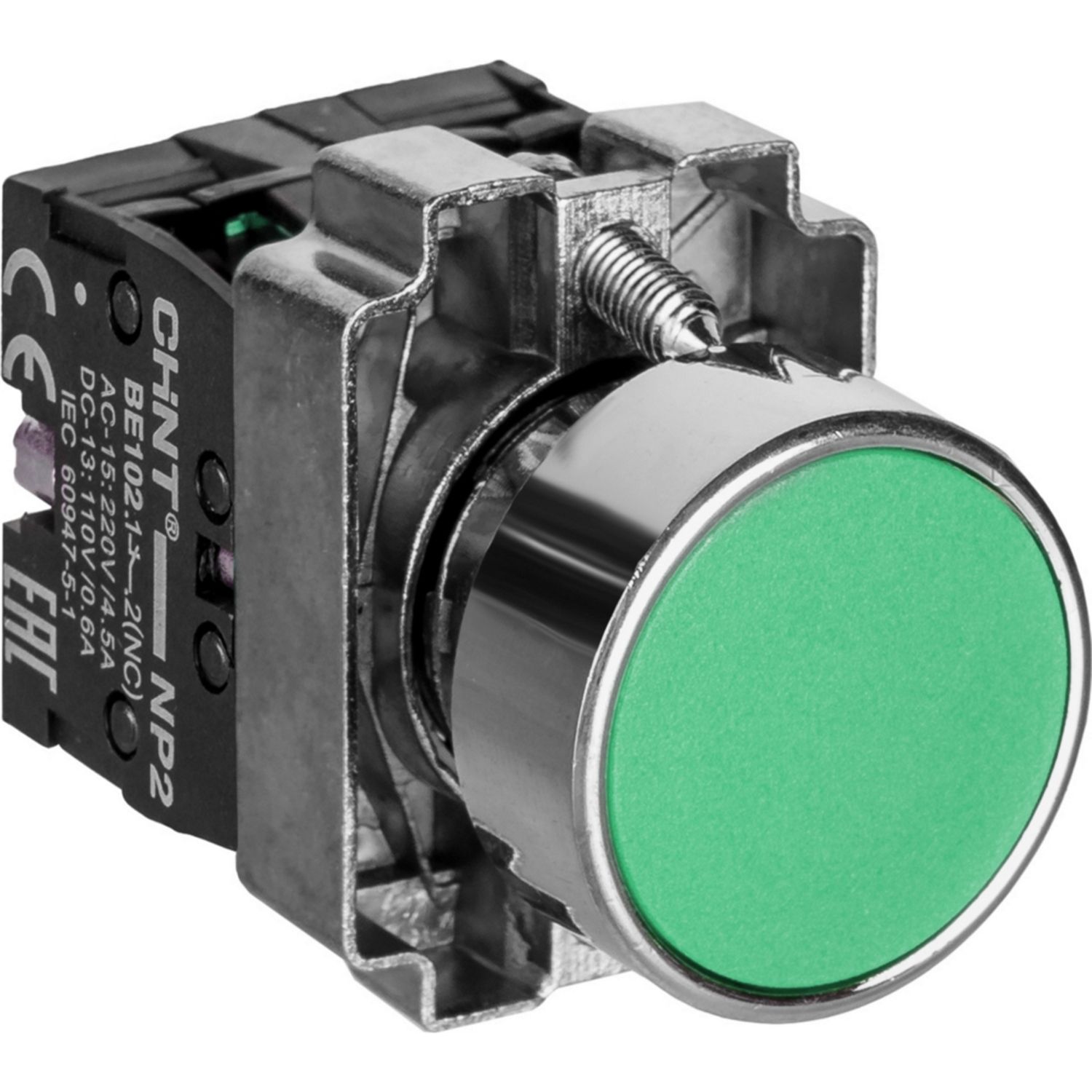 Кнопка управления NP2-BA35 без подсветки зеленая, 1НЗ +1НО IP40 (R)