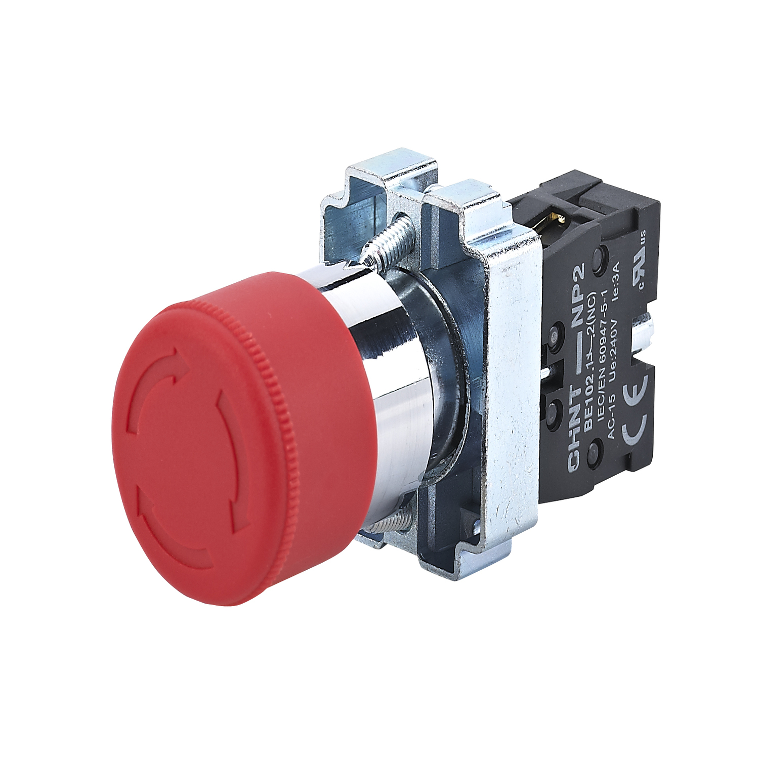 Кнопка управления "Грибок" Φ40мм фиксацией NP2-BS542 без подсветки красная 1НЗ, IP40 (R)