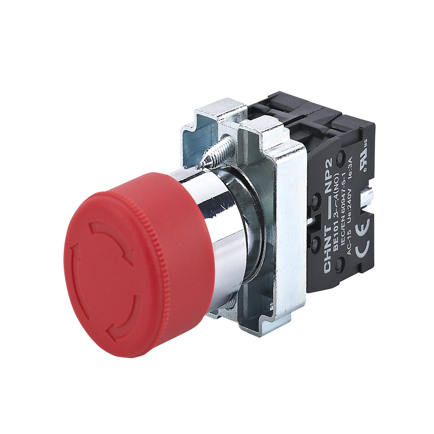 Кнопка управления "Грибок" Φ40мм фиксацией NP2-BS545 без подсветки красная 1НО+1НЗ, IP40 (R)
