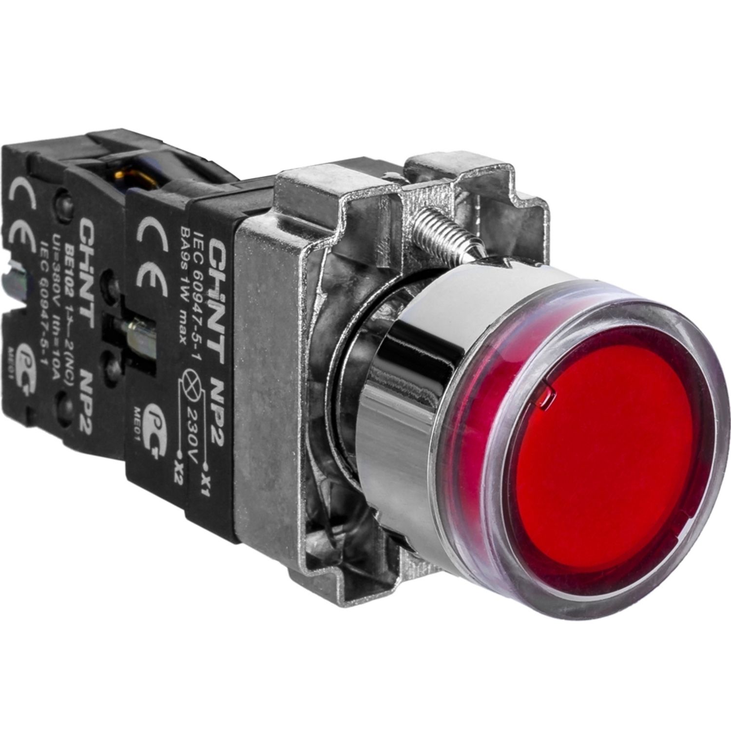 Кнопка управления NP2-BW3462 1НЗ красная AC220В(LED) IP40