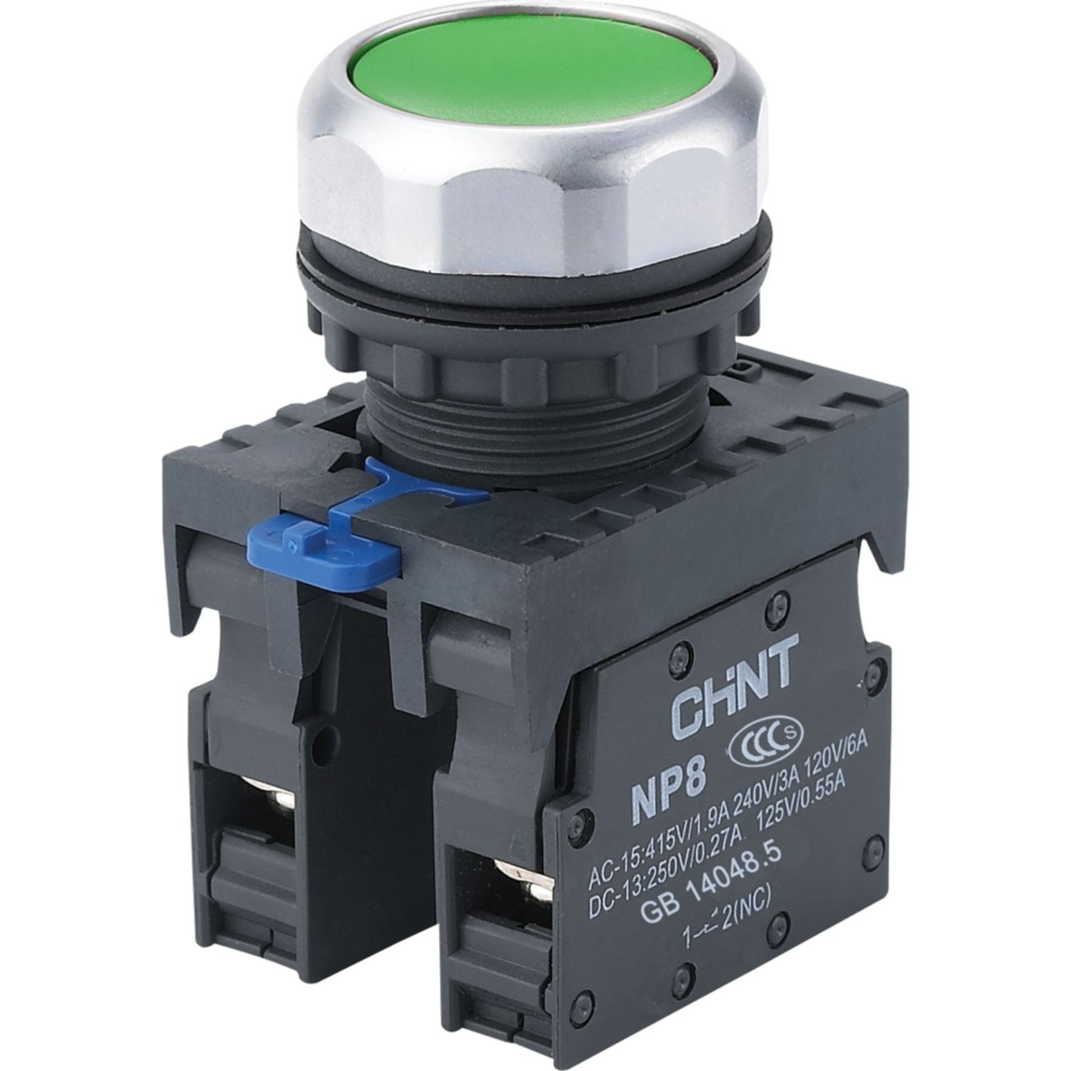 Кнопка управления NP8-11BN/3 без подсветки, зелёная 1НО+1НЗ IP65 (R)