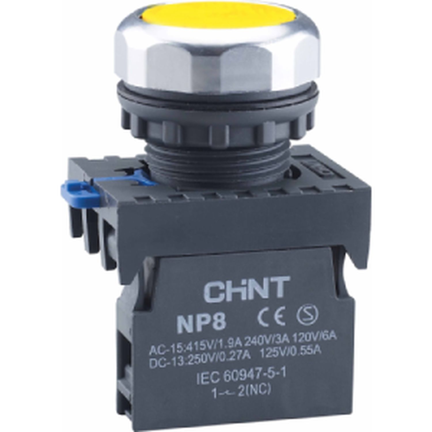 Кнопка управления NP8-10BND/5 1НО желтая AC110В-220В(LED) IP65 (R)