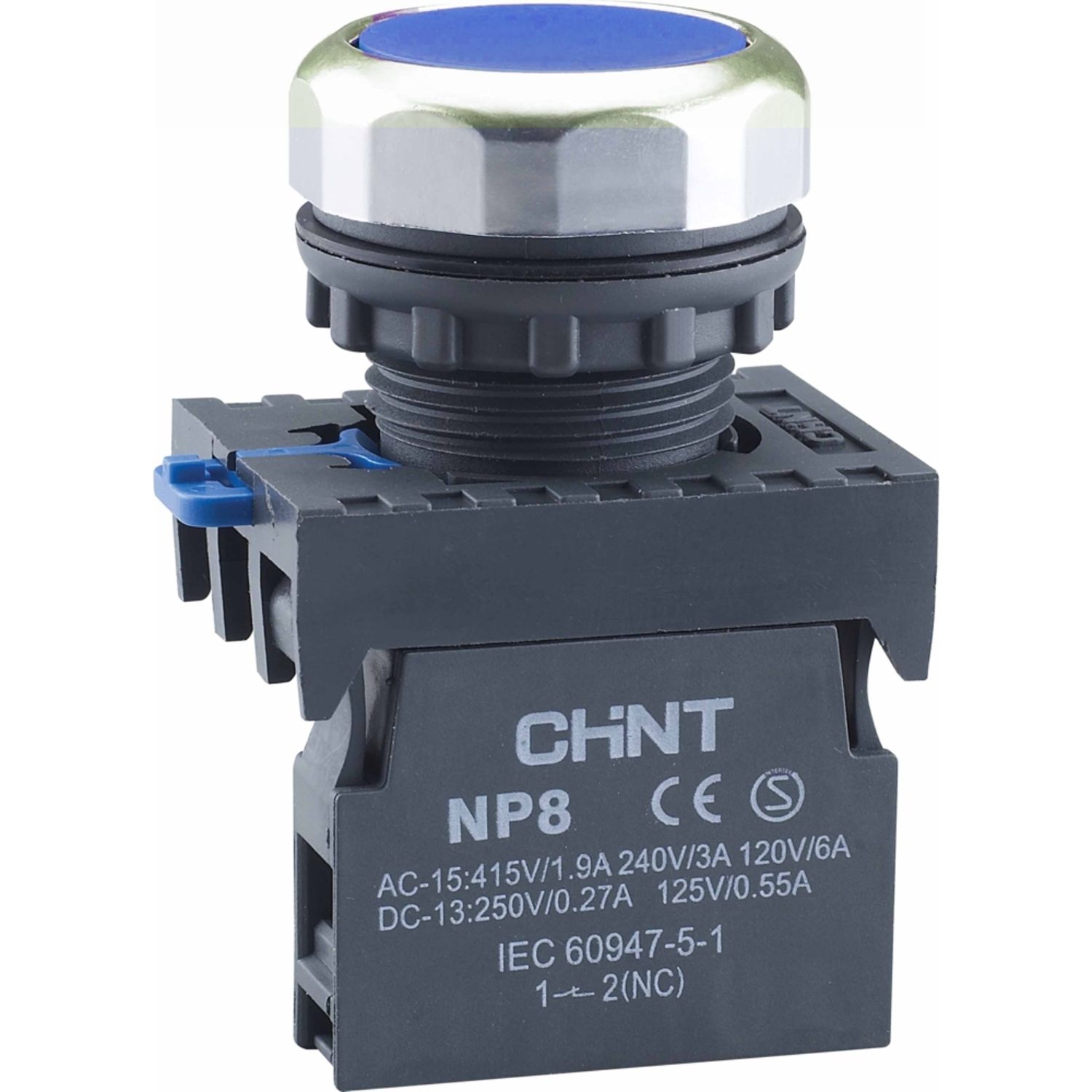 Кнопка управления NP8-11BND/6 1НО+1НЗ синяя AC110В-220В(LED) IP65 (R)