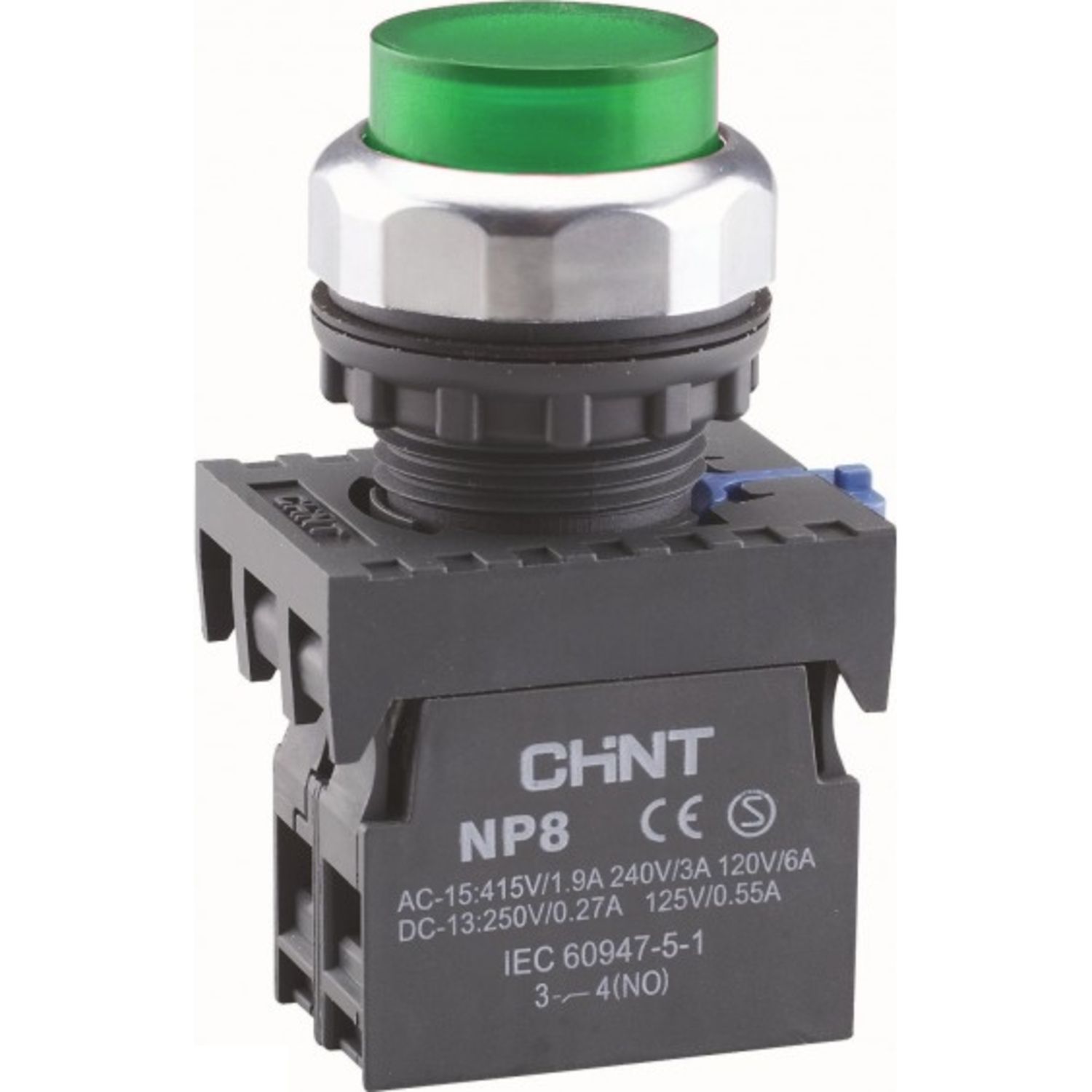 Кнопка управления NP8-10GND/3 1НО зеленая AC110В-220В(LED) IP65 (R)