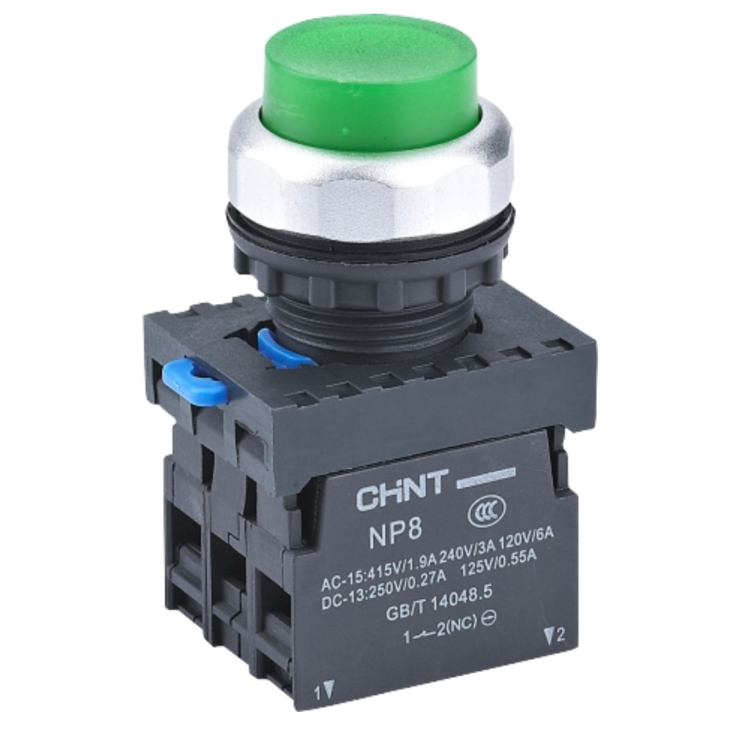 Кнопка управления NP8-11GND/3 1НО+1НЗ зеленая AC110В-220В(LED) IP65 (R)