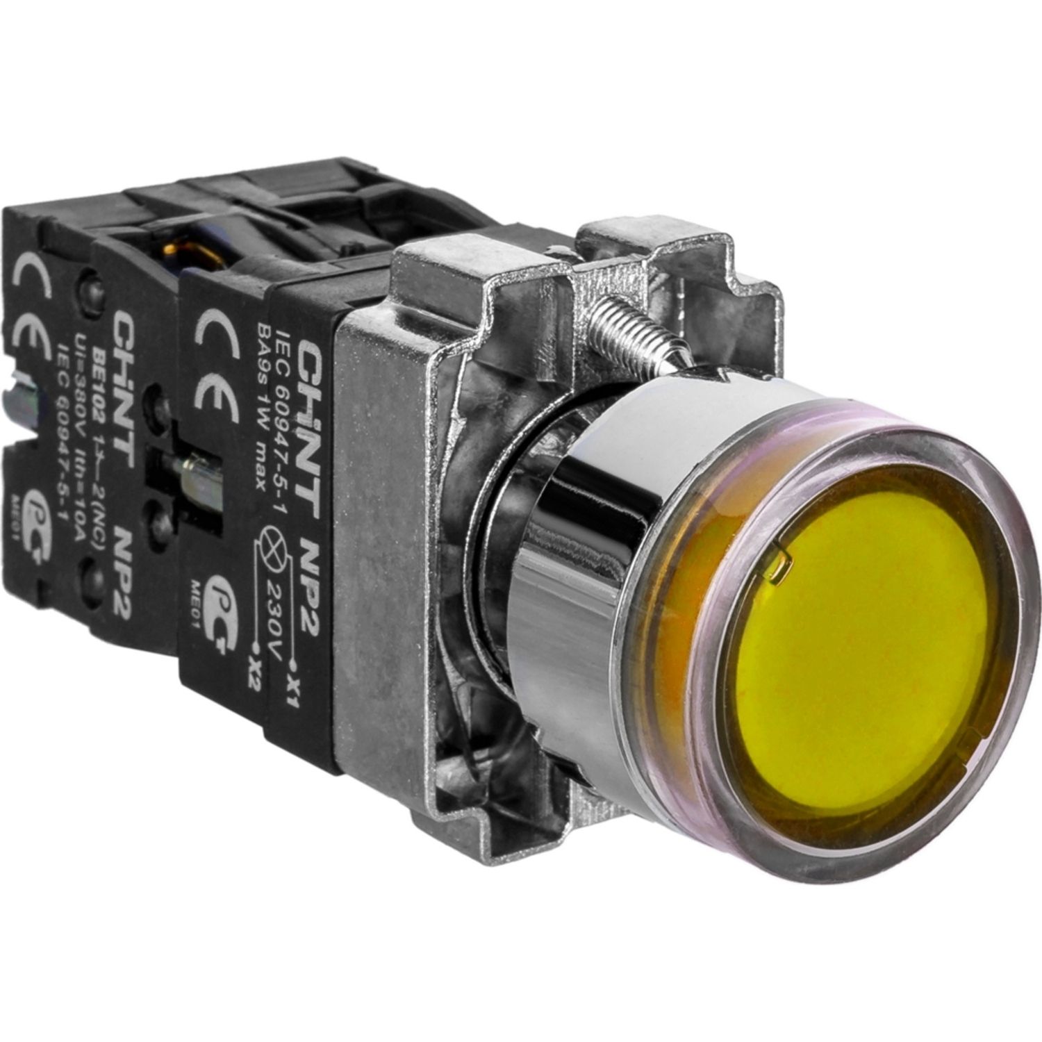 Кнопка управления NP2-BW3565 1НО+1НЗ желтая AC/DC230В(LED) IP40