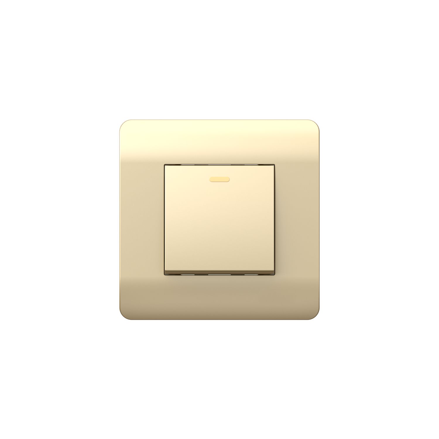 (NEW3-E) Выключатель 1-клавишный без фиксации с подсветкой, 10А, шампань
