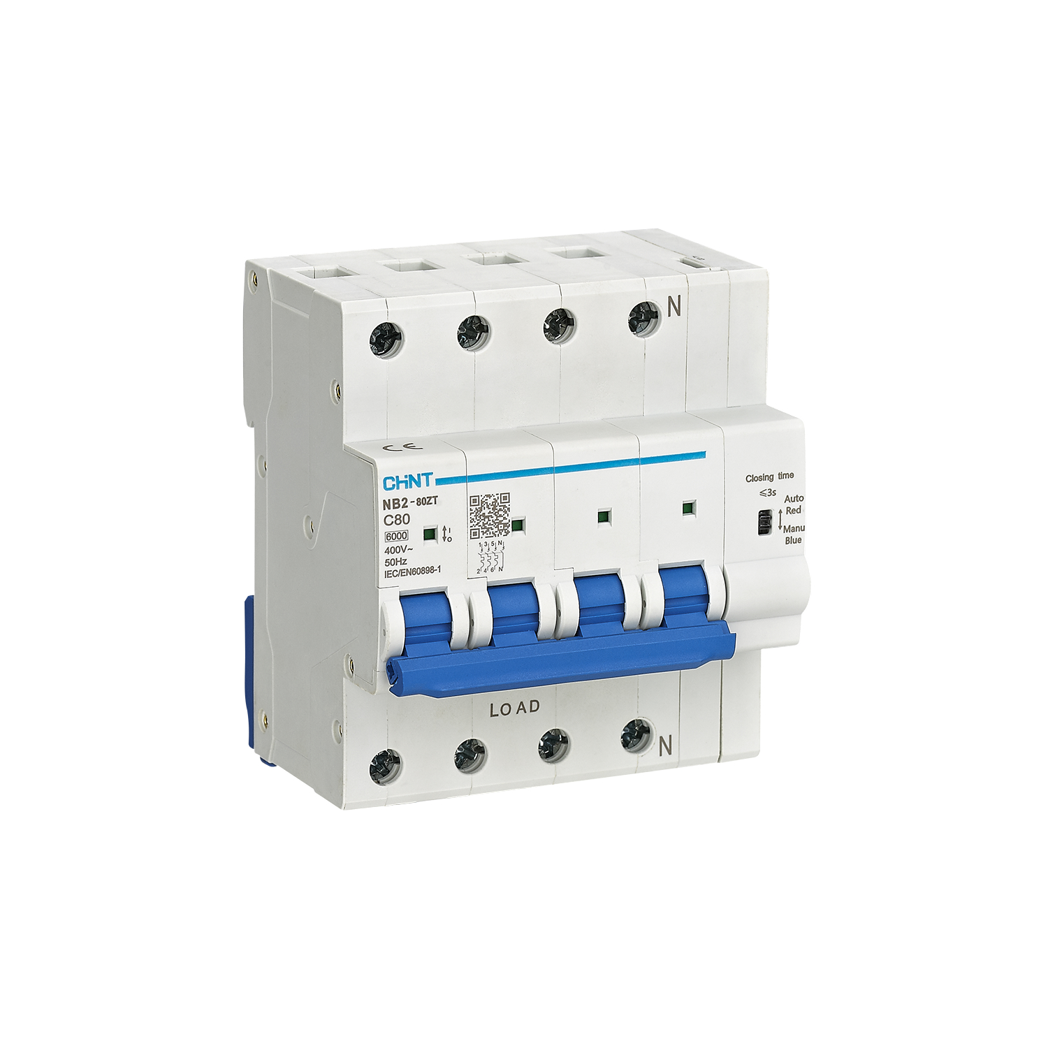 Авт. выкл. NB2-80ZT 3P+N 6А 6кА хар-ка C (R)