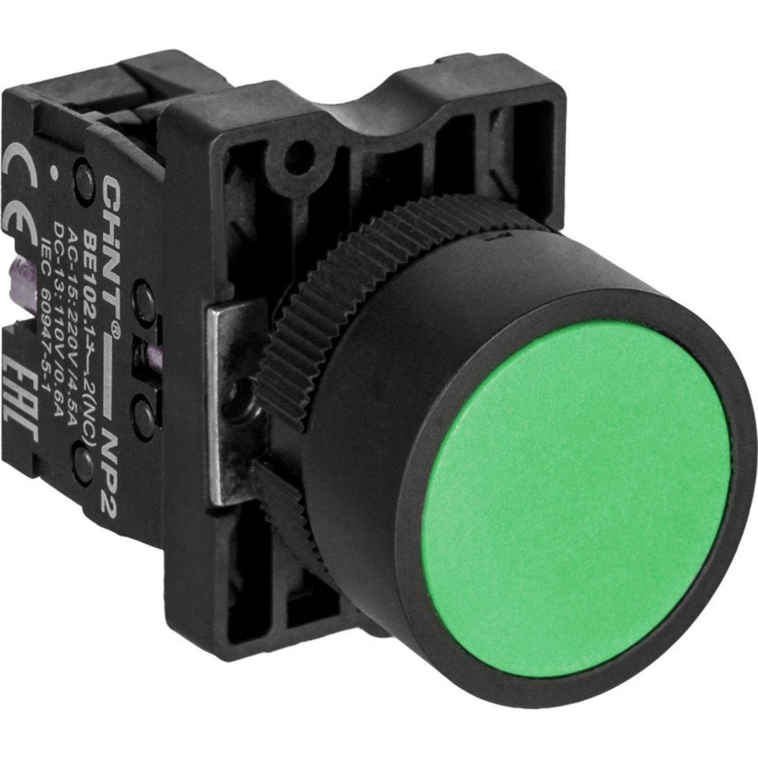 Кнопка управления NP2-EA35 без подсветки зеленая 1НО+1НЗ IP40